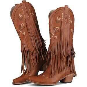 SaraIris Women's Cowgirl Boots brown Polyurethane Knee High Boots